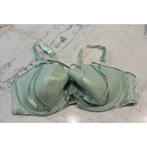 Savage X Fenty Bra 44G Going Platinum Caged Green Underwire